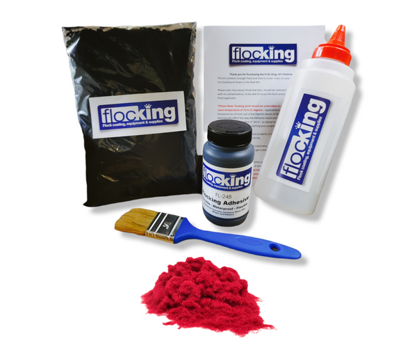 Flockign DIY Small Flocking Kit - CHILLI RED Flock Powder Fibre Kit - Flocking Ltd