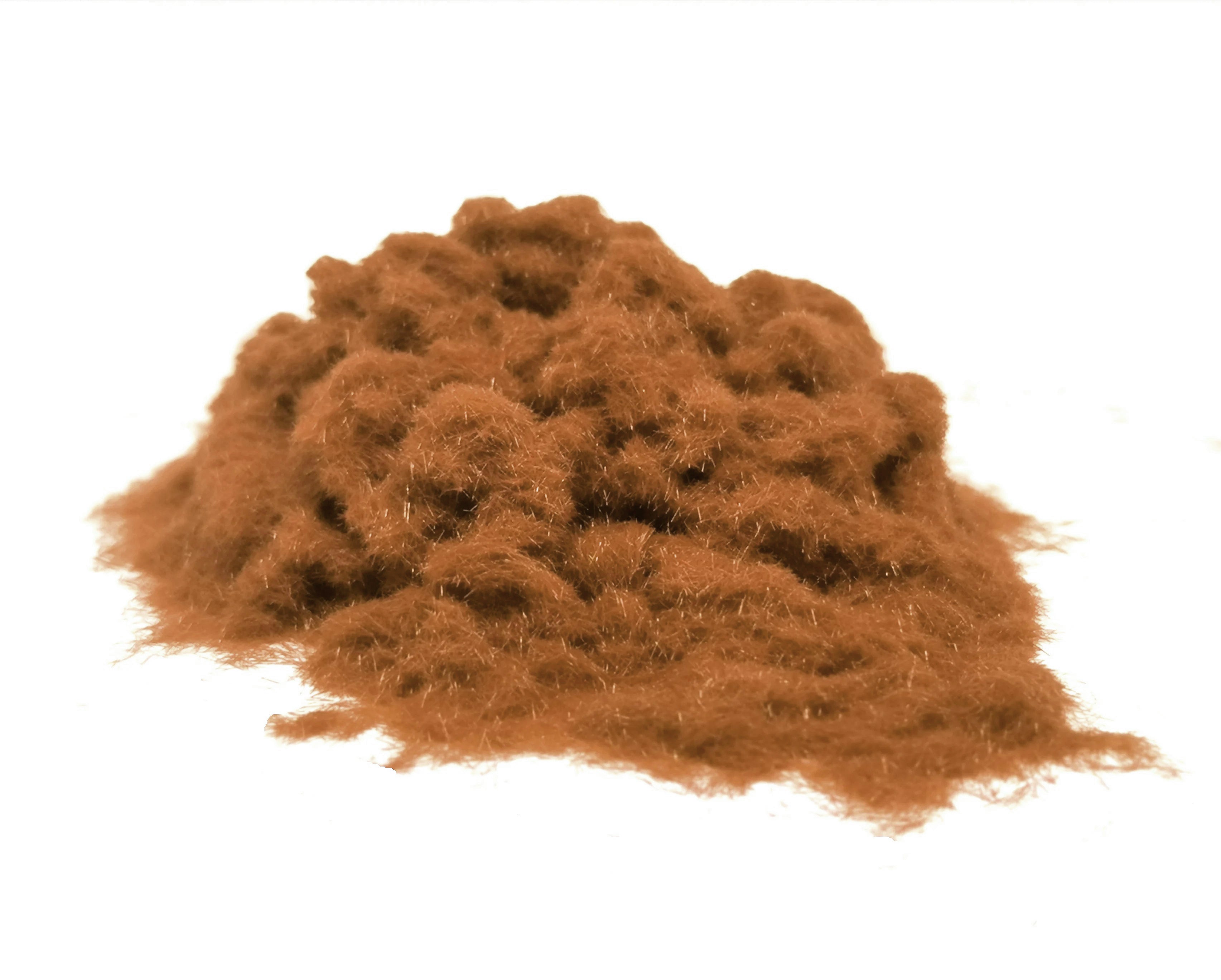 Pile of loose 1mm Cinnamon Brown Flocking Fibres
