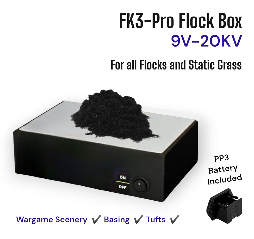 FK3-Pro Flock Box for model making and scenery, with a 9V-20KV power input.