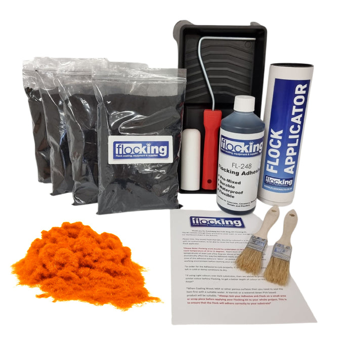 Flockign DIY Flocking Kit - ORANGE Large Flock Powder Fibre Kit 4 - 5 Sqm ...