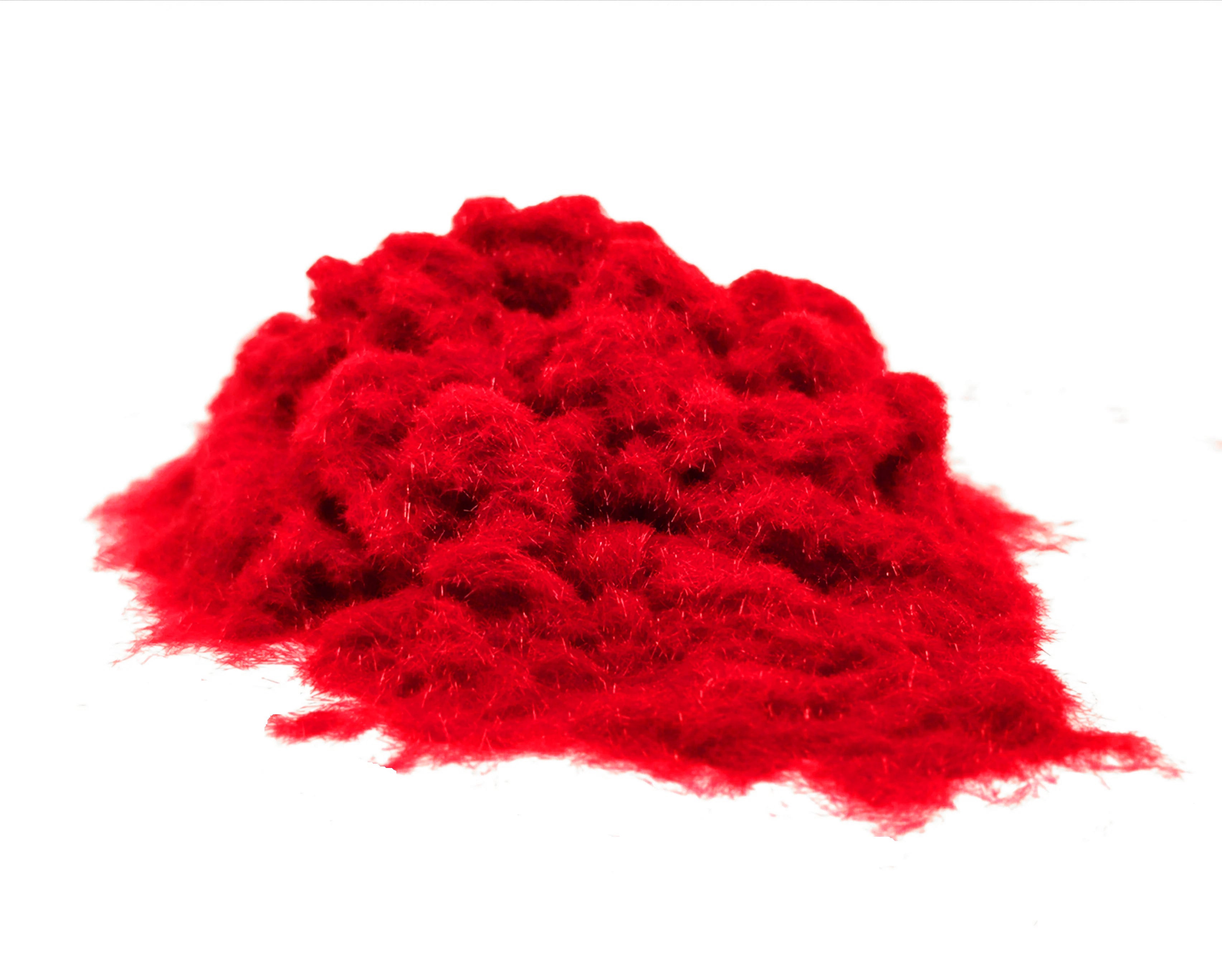 Pile of 1mm pillar box red loose flocking fibres