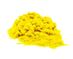 Close-up of a soft, textured pile of Canary Yellow 1mm nylon flock fibres, used for DIY flocking projects.