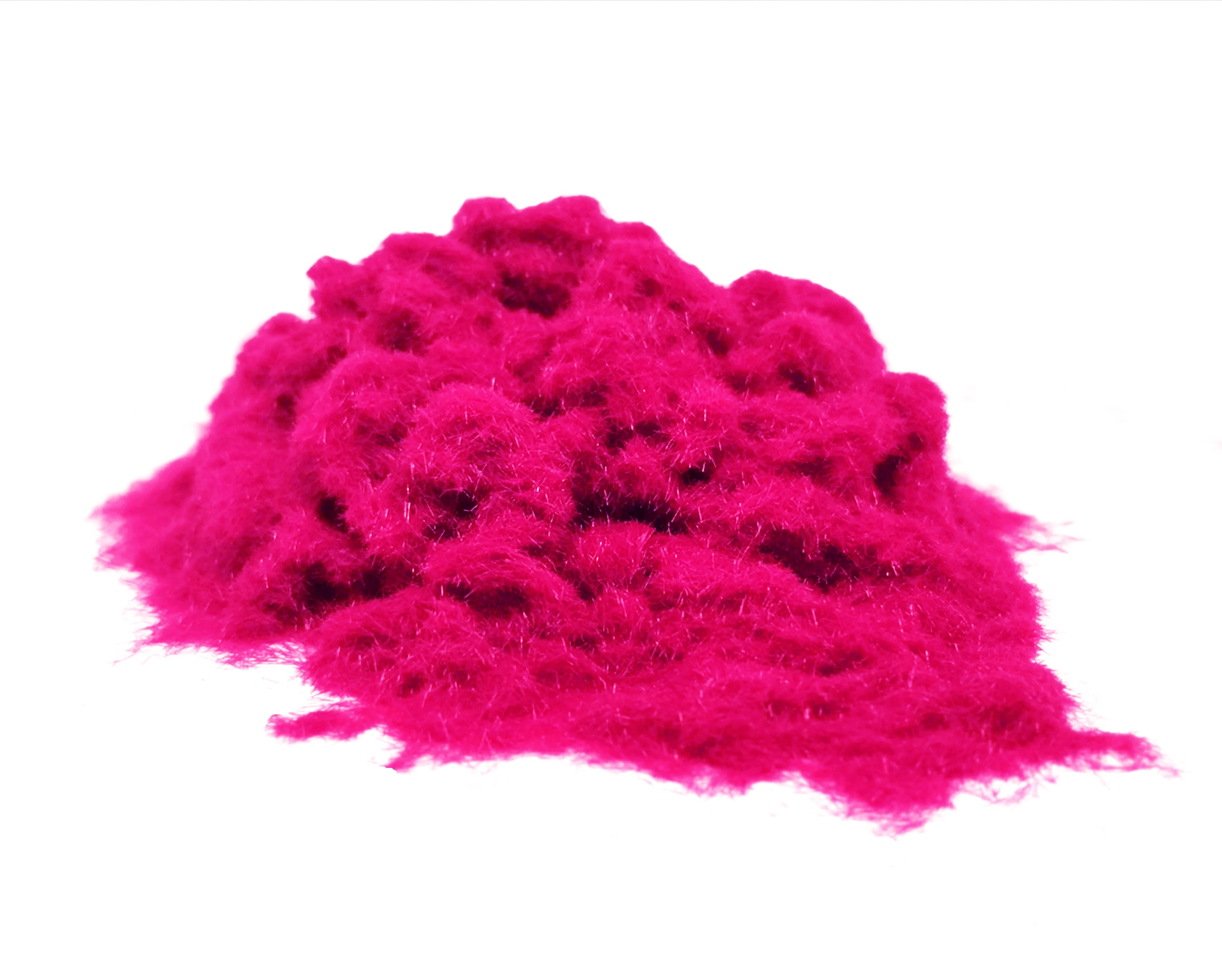 Close-up of a soft, textured pile of Hot Pink 1mm nylon flock fibres, used for DIY flocking projects.