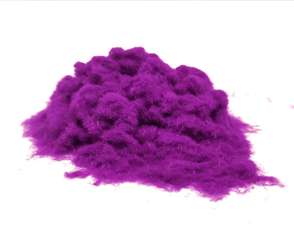 Close-up of a soft, textured pile of Purple 1mm nylon flock fibres, used for DIY flocking projects.